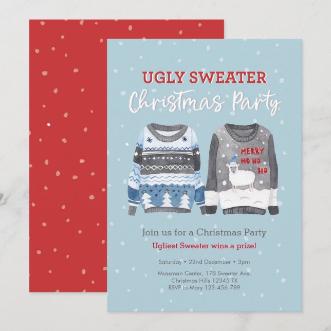 Ugly Sweater Christmas party Invitation (Front/Back)