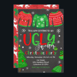 Ugly Sweater Christmas Party Invitation Chalkboard<br><div class="desc">All designs are © Happy Panda Print</div>