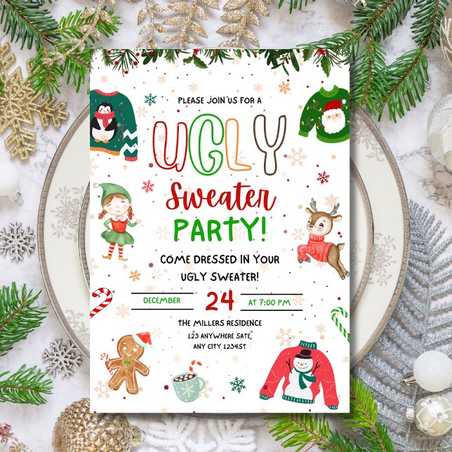 Ugly Sweater Christmas Party Invitation, Chrismas  Invitation (Creator Uploaded)