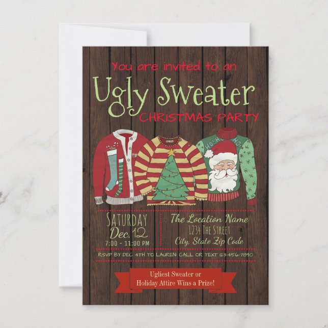 Ugly Sweater Christmas Party Invitations (Front)