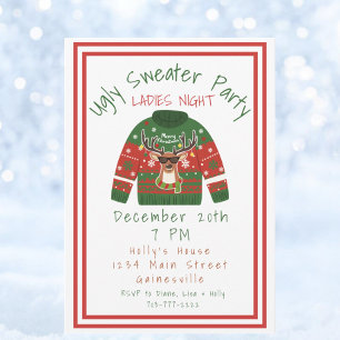 Ugly Sweater Christmas Party Ladies Night Invitation
