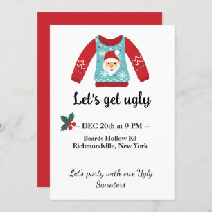 Ugly Sweater Christmas Party Let's Get Ugly  Invitation
