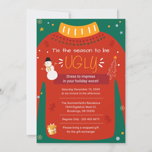 Ugly Sweater Christmas Party Modern Invitation (Front)