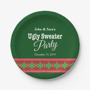 Ugly Sweater Christmas Party, Personalised Paper Plate
