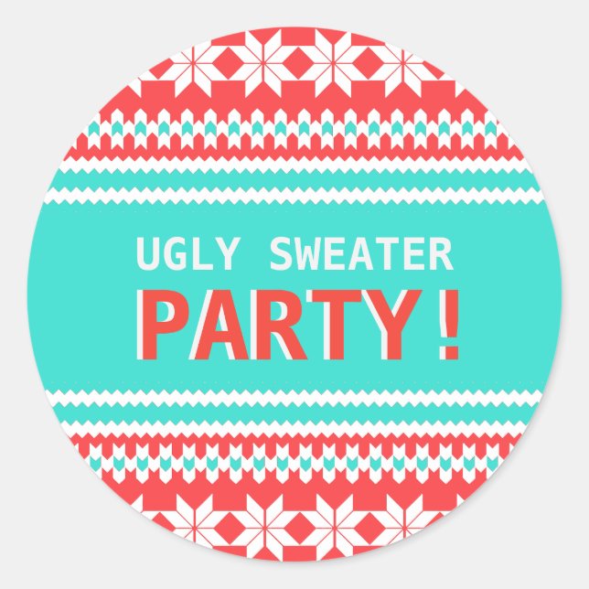 Ugly Sweater Christmas Party Sticker (Front)