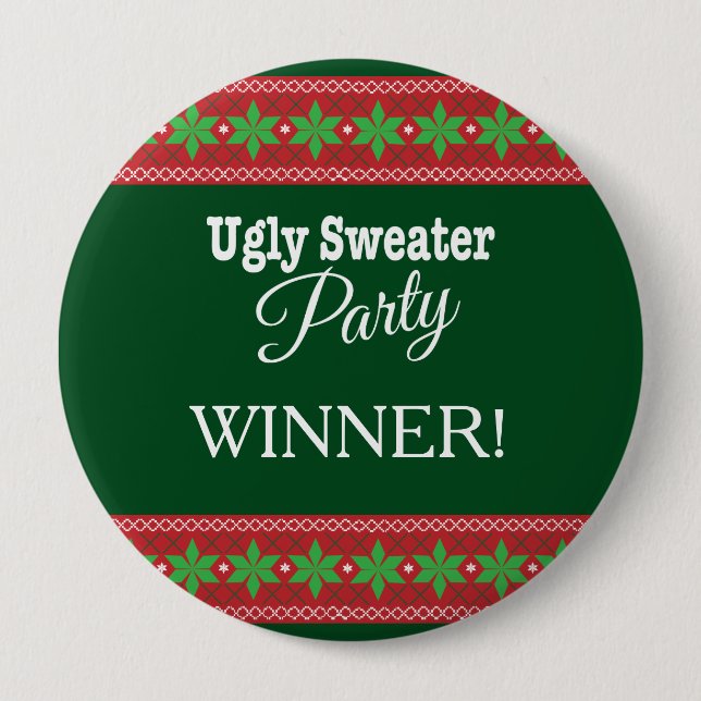 Ugly Sweater Christmas Party Winner 10 Cm Round Badge (Front)