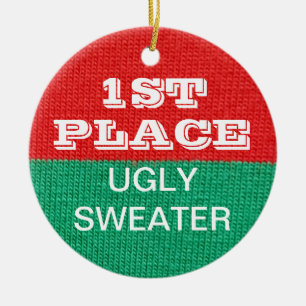 Ugly Sweater Christmas Party Winner 1st Prize Ceramic Tree Decoration
