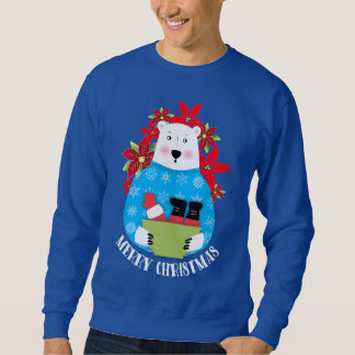 Ugly sweater Christmas polar bear eating Santa