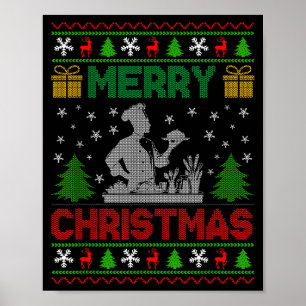 Ugly Sweater Christmas Tree Chef Cooking Job Pride Poster