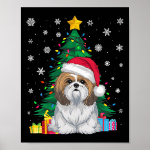 Ugly Sweater Christmas Tree Lights Shih Tzu Dog Sa Poster