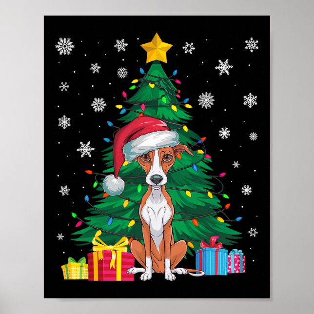 Ugly Sweater Christmas Tree Lights Whippet Dog San Poster (Front)