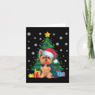 Ugly Sweater Christmas Tree Lights Yorkie Dog Sant Card