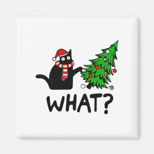 Ugly Sweater Christmas Tree Naughty Black Cat What Magnet