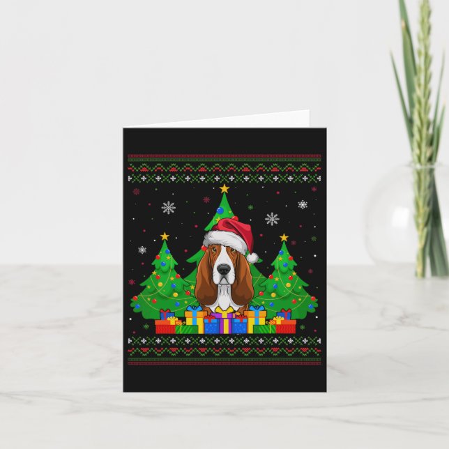 Ugly Sweater Christmas Tree Santa Hat Bet Hound Do Card (Front)