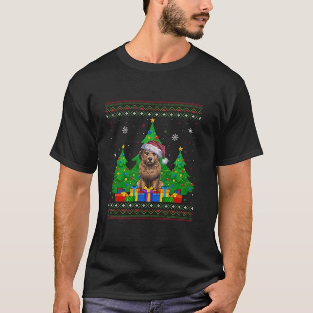 Ugly Sweater Christmas Tree Santa Hat Briard Dog X (Front)