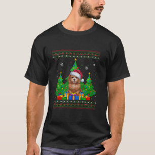 Ugly Sweater Christmas Tree Santa Hat Maltipoo Dog