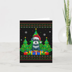 Ugly Sweater Christmas Tree Santa Hat Schnauzer Do Card