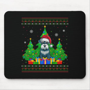 Ugly Sweater Christmas Tree Santa Hat Schnauzer Do Mouse Pad