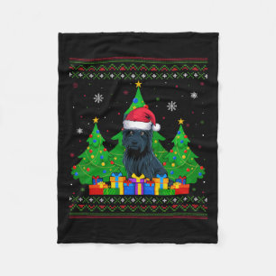 Ugly Sweater Christmas Tree Santa Hat Scottie Dog Fleece Blanket