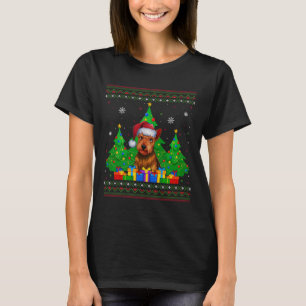 Ugly Sweater Christmas Tree Santa Hat Scottish Ter