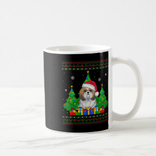 Ugly Sweater Christmas Tree Santa Hat Shih Tzu Dog Coffee Mug
