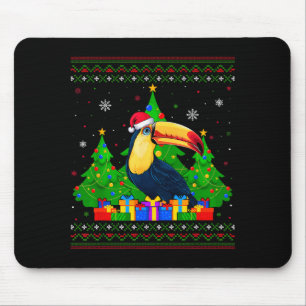 Ugly Sweater Christmas Tree Santa Hat Toucans Xmas Mouse Pad