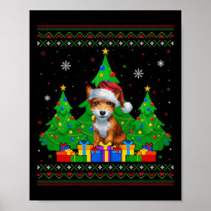 Ugly Sweater Christmas Tree Santa Hat Toy Fox Terr Poster
