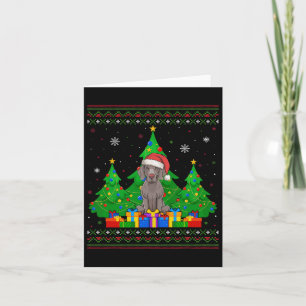Ugly Sweater Christmas Tree Santa Hat Weimaraner D Card