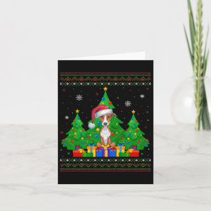 Ugly Sweater Christmas Tree Santa Hat Whippet Dog  Card