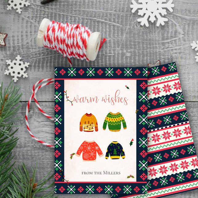 Ugly Sweater Christmas Warm Wishes Holiday Card (Ugly Sweater Christmas Warm Wishes Holiday Card)
