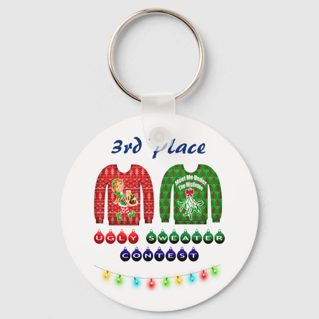 Ugly Sweater Contest 3rd Place Winner Award Prize Key Ring (Front)