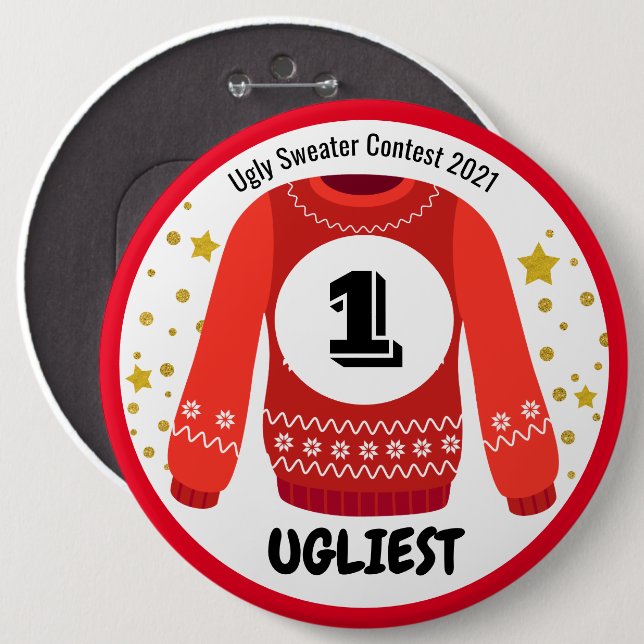 Ugly Sweater Contest Prize 6 Cm Round Badge (Front & Back)