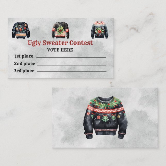 Ugly Sweater Contest Voting Cards (Front/Back)