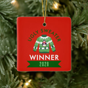 Ugly Sweater Contest Winner Award Prize Ceramic Ornament