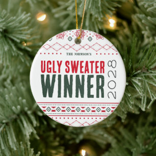 Ugly Sweater Contest Winner Prize Ceramic Ornament