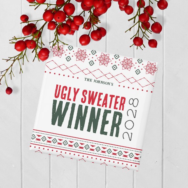 Ugly Sweater Contest Winner Prize Magnet (Ugly Christmas Sweater Holiday Competition Contest Prize Magnet for the Winner )