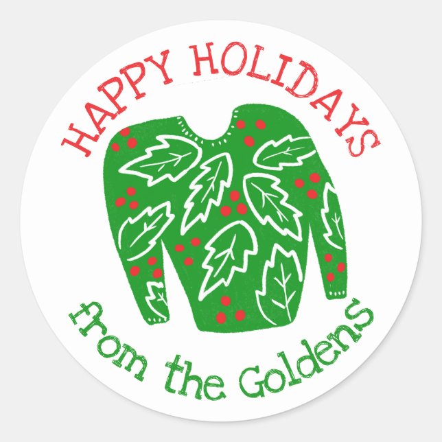 Ugly Sweater CUSTOM Holiday Christmas  Classic Round Sticker (Front)