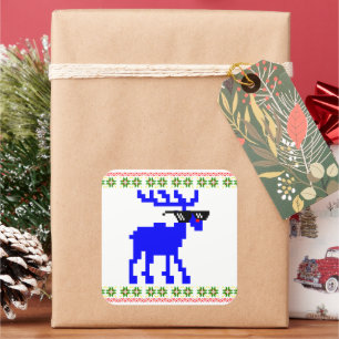 Ugly Sweater (Deal With It) Reindeer Christmas Square Sticker