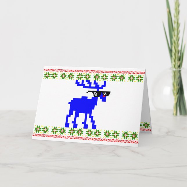 Ugly Sweater (Deal With It) Reindeer Holiday Card (Front)