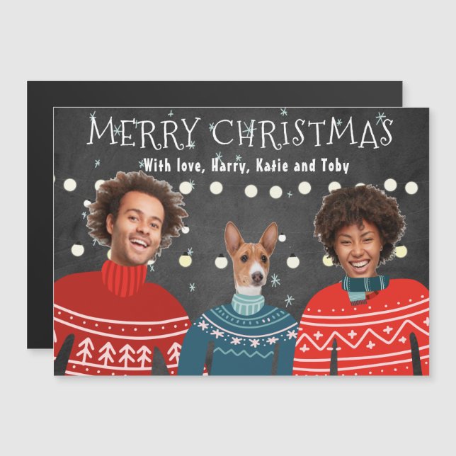 Ugly Sweater Family Christmas Card ,Funny Christma (Front/Back)