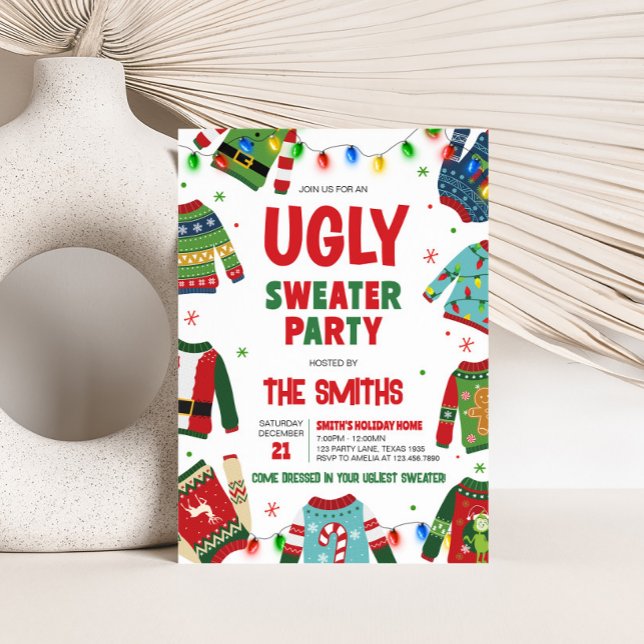Ugly Sweater Fun Christmas Party Invitation (Ugly Sweater Christmas Party Invitation)
