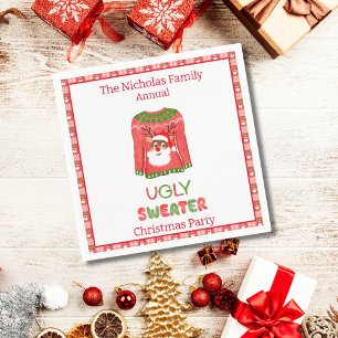 Ugly Sweater Funny Reindeer Christmas Party Napkin