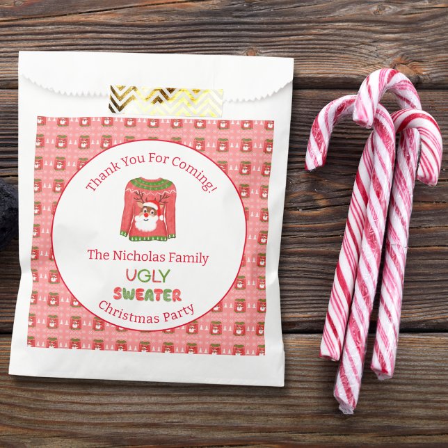 Ugly Sweater Funny Reindeer Christmas Thank You Favour Bag (Creator Uploaded)