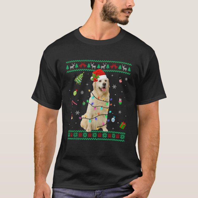 Ugly Sweater Golden Retriever Dog Christmas Lights (Front)
