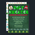 Ugly Sweater Green Chalkboard Christmas Party Invitation<br><div class="desc">You will love this green chalkboard textures with sweater typography with ugly sweaters in red and green. Great for your ugly sweater Christmas party!</div>