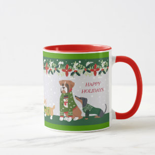Ugly Sweater Happy Holidays Dog Christmas Party Mug