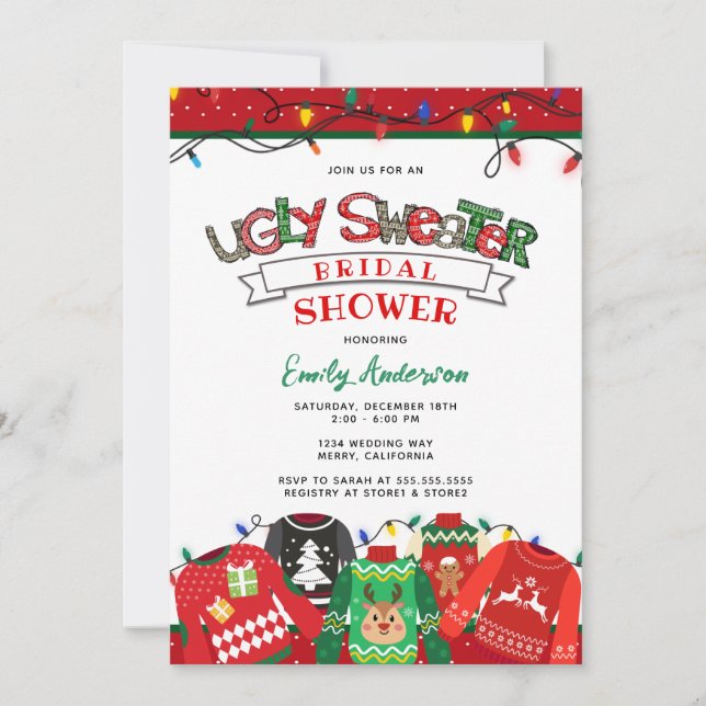 Ugly Sweater Holiday Bridal Shower Invitation (Front)