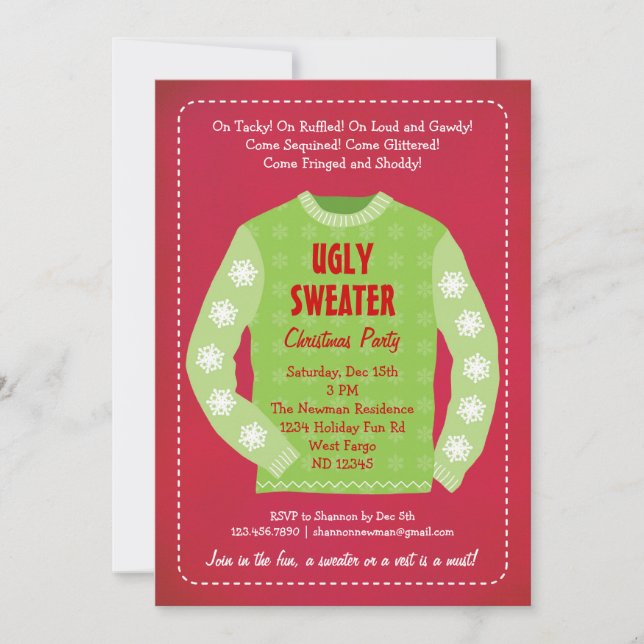 Ugly Sweater Holiday Party Invitation (Front)