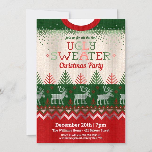 Ugly Sweater Holiday Party Invitation (Front)