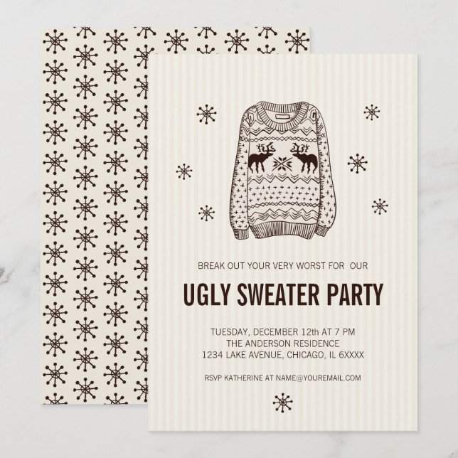 Ugly Sweater Holiday Party Invitation (Front/Back)